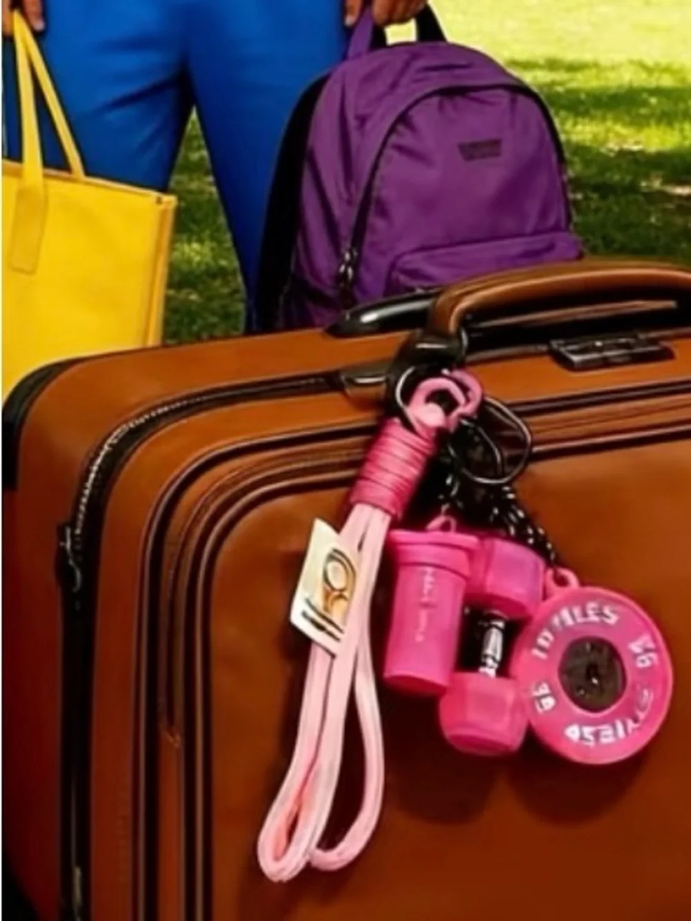 Pink Fitness Key & Card Holder Charm Set